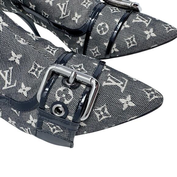 Louis Vuitton Gray Canvas Logo Ankle Boots with Buckles and Pointed Toes EU 39.5 - Picture 5 of 13